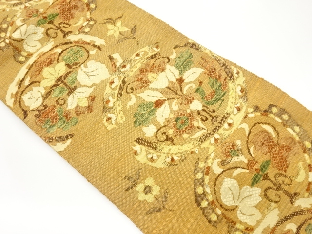 JAPANESE NAGOYA OBI / WOVEN FLORAL PLANTS